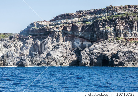 Blue sea and characteristic caves of Cala Luna 29719725