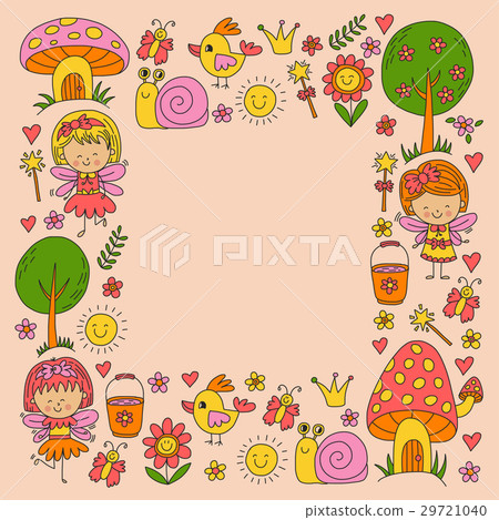 Illustration of magic forest with Fairies Doodle Illustration of magic forest with Fairies Doodle 29721040