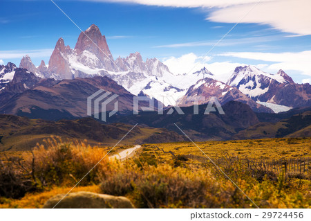 Views from highway at peaks of Andes 29724456