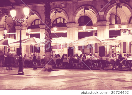 Night illumination of Royal square in Barcelona 29724492