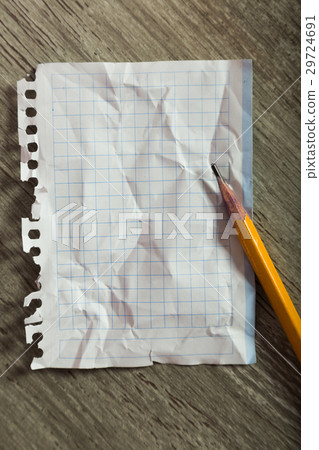 crumpled notebook sheet and pencil crumpled notebook sheet and pencil 29724691