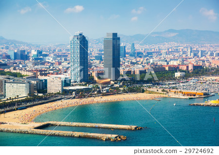 aerial view of Barcelona from Mediterranean 29724692
