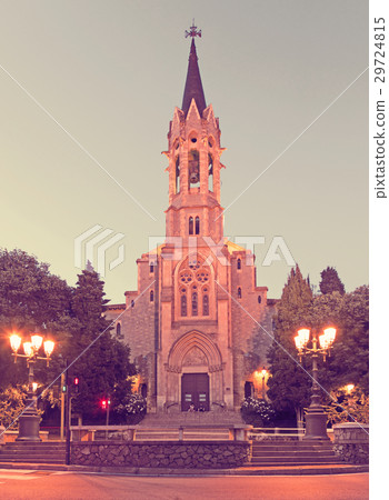 Evening view at Esglesia Major tower in Barcelona Evening view at Esglesia Major tower in Barcelona 29724815