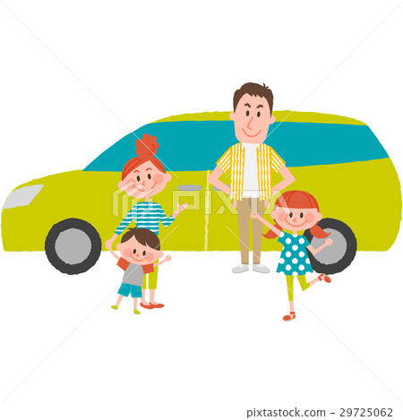 Family To Go Out With A Car Stock Illustration Family To Go Out With A Car Stock Illustration