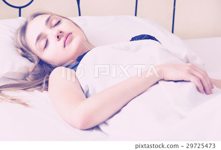 Portrait of girl sleeping in bed. 29725473