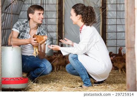 Young female veterinarian talking to male farmer Young female veterinarian talking to male farmer 29725914