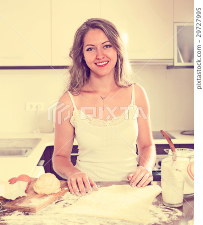 happy beautiful woman preparing cakes of dough happy beautiful woman preparing cakes of dough 29727995