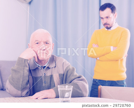 Old father and son serious talk Old father and son serious talk 29728760