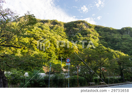 在Fukurodon瀑布附近的城市景觀早晨光茨城縣大子町 29731658