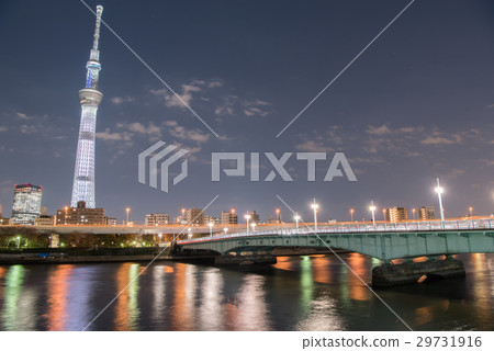 Sky Tree and Wadibashi Bridge Written in White with the thought of Tokyo's Great Air Raid Sky Tree and Wadibashi Bridge Written in White with the thought of Tokyo's Great Air Raid 29731916