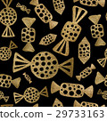 Hand painted golden stylized candies pattern. 29733163