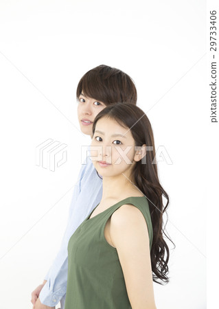 Couples Gender Portrait Looking at the camera White Back 29733406