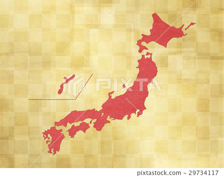 感覺日本紙的紋理的插圖（日本地圖，金節拍） 29734117