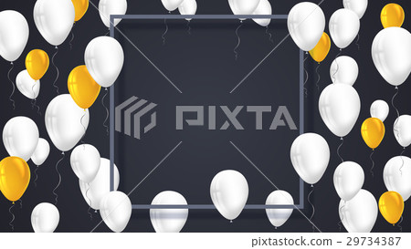 Poster background with white, yellow balloons and Poster background with white, yellow balloons and 29734387