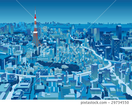 俯瞰東京夜景的街道 29734550