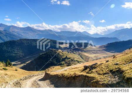 Road to Shenako village in Tusheti region. Georgia 29734568