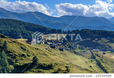 View Shenako village in Tusheti region. Georgia 29734569