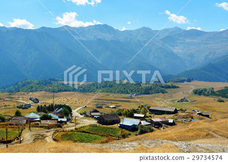 View on Mountains and Omalo village. Georgia 29734574