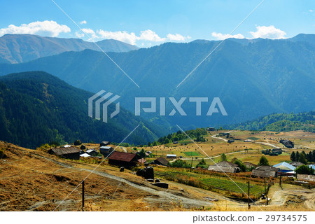 View on Mountains and Omalo village. Georgia 29734575