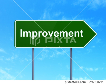 Finance concept: Improvement on road sign Finance concept: Improvement on road sign 29734694
