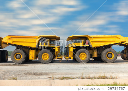 Coal mining truck on parking rod. Coal mining truck on parking rod. 29734767