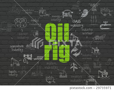 Manufacuring concept: Oil Rig on wall background Manufacuring concept: Oil Rig on wall background 29735971