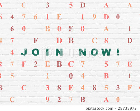 Social network concept: Join now! on wall Social network concept: Join now! on wall 29735972