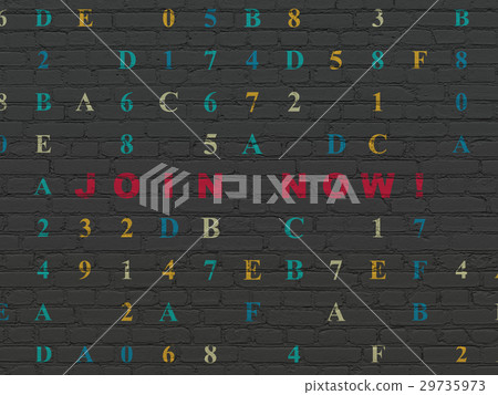 Social network concept: Join now! on wall Social network concept: Join now! on wall 29735973