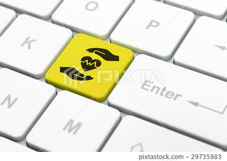 Insurance concept: Heart And Palm on computer 29735983