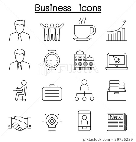 Business icon set in thin lines style 29736289