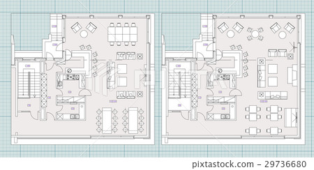Standard cafe furniture symbols on floor plans 29736680
