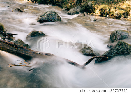 River of mountain crossing a forest. River of mountain crossing a forest. 29737711