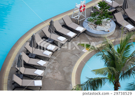 towel roll on sunbeds at swimming pool towel roll on sunbeds at swimming pool 29738529