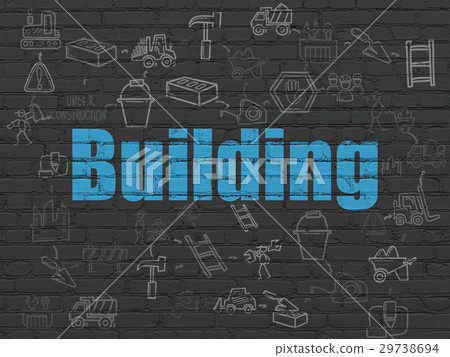Constructing concept: Building on wall background Constructing concept: Building on wall background 29738694