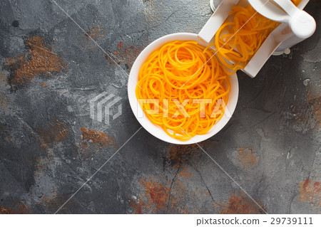 Spiralized butternut squash on the grey table 29739111