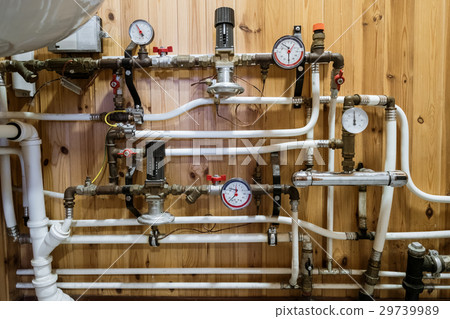 Heating system's cooper pipes with ball valves Heating system's cooper pipes with ball valves 29739989