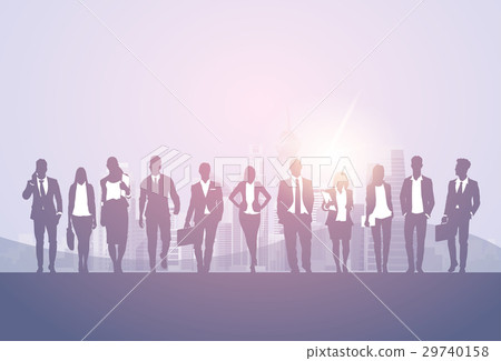 Silhouette Business Man And Woman Team 29740158