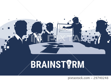 Silhouette Business People Team With Flip Chart 29740248