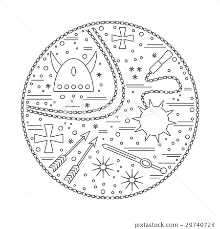 Shirt design template with medieval icons 29740723