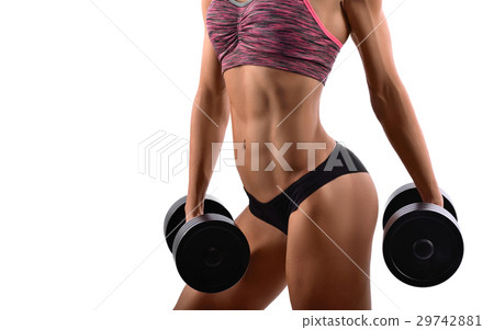 Gorgeous fitness woman with dumbbells Gorgeous fitness woman with dumbbells 29742881