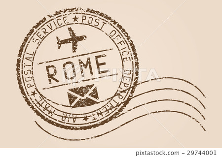 Rome mail stamp. Old faded retro styled impress Stock