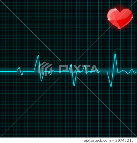 Blue electrocardiogram with red heart symbol Blue electrocardiogram with red heart symbol 29745213