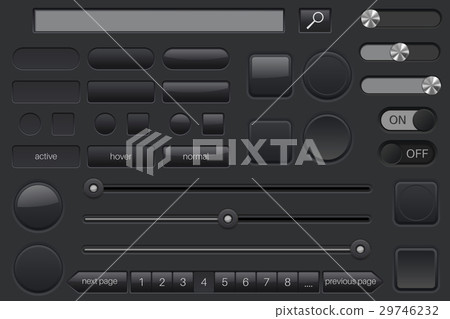 Set of black buttons. Collection of user interface Set of black buttons. Collection of user interface 29746232