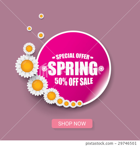 Spring sale label with beautiful flowers - Stock Illustration [29746501 ...