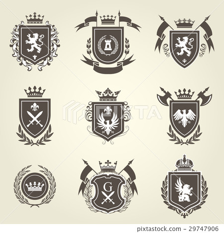 Knight coat of arms and heraldic shield blazons 29747906