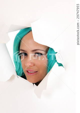 Woman picking trough hole. 29747955