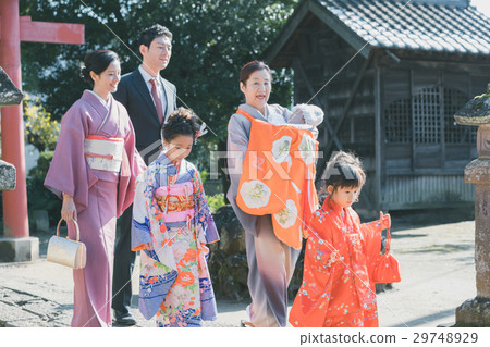 festival day for children of three, five and seven years of age, shrine visit, family 29748929