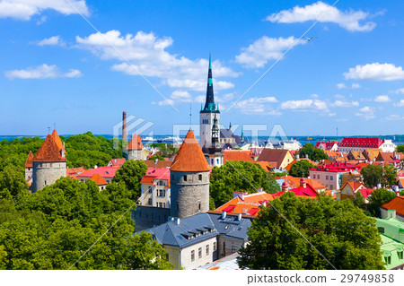 The blue sky over the old town of Tallinn, Estonia The blue sky over the old town of Tallinn, Estonia 29749858