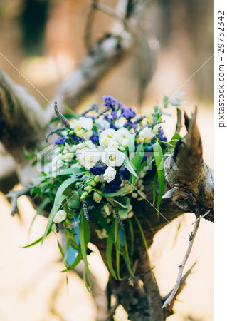 Wedding bridal bouquet of roses, lisianthus 29752342