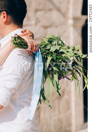 Wedding bridal bouquet of roses, lisianthus Wedding bridal bouquet of roses, lisianthus 29752483